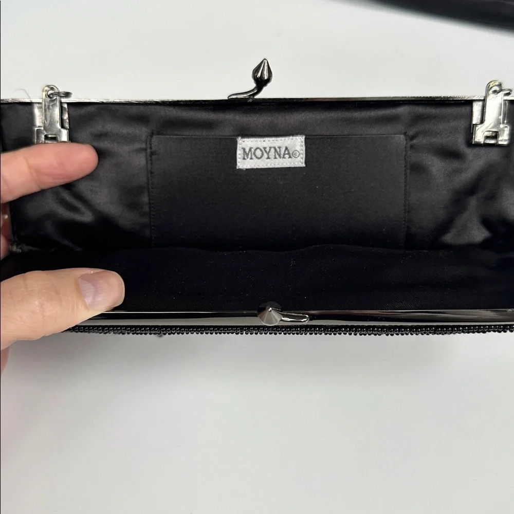 Moyna Embroidered Black Clutch 8.5”x 3.5 x 1” - Picture 7 of 7